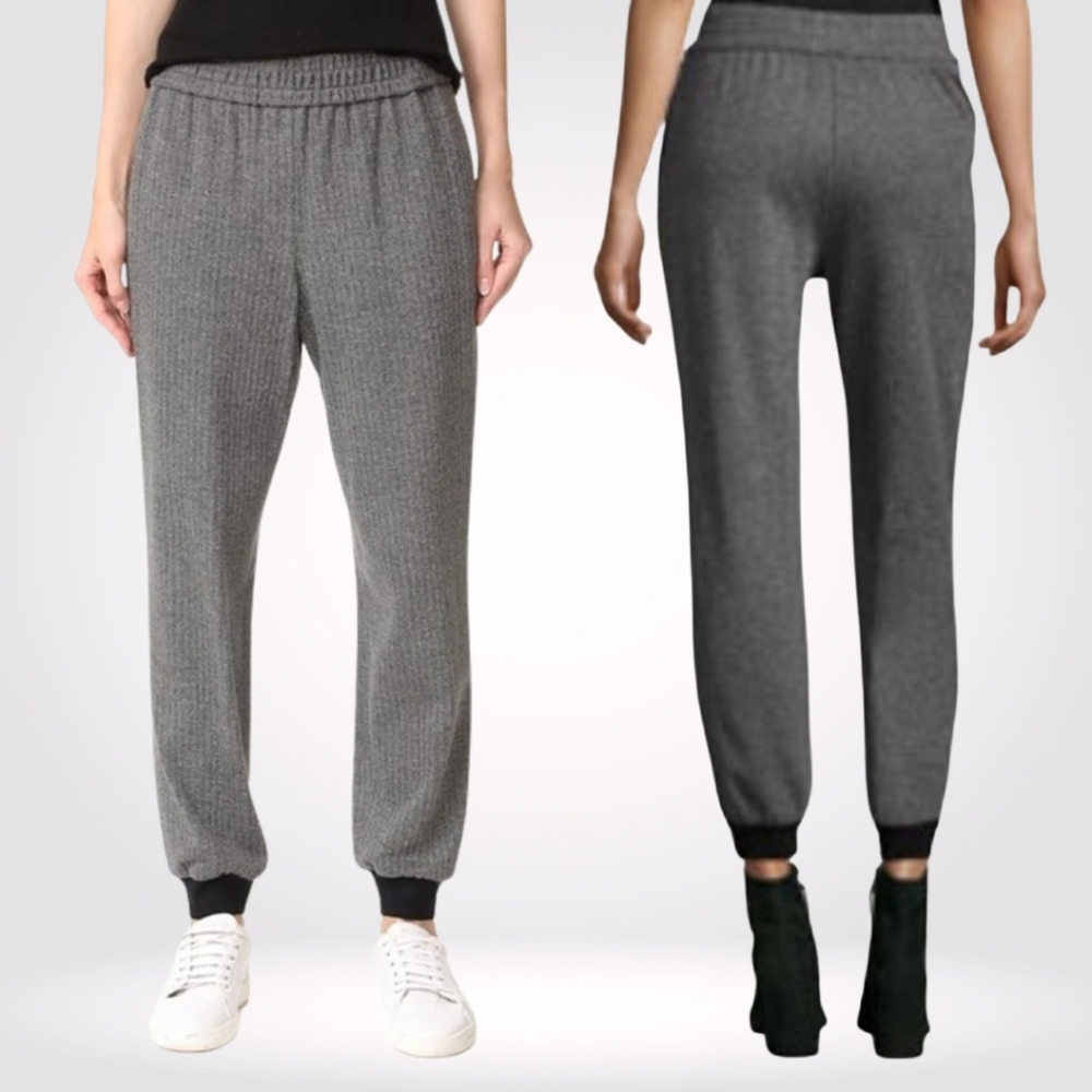 Alice and Olivia Pete Smocked Waist Herringbone Gray Jogger Pants Travel Size XS